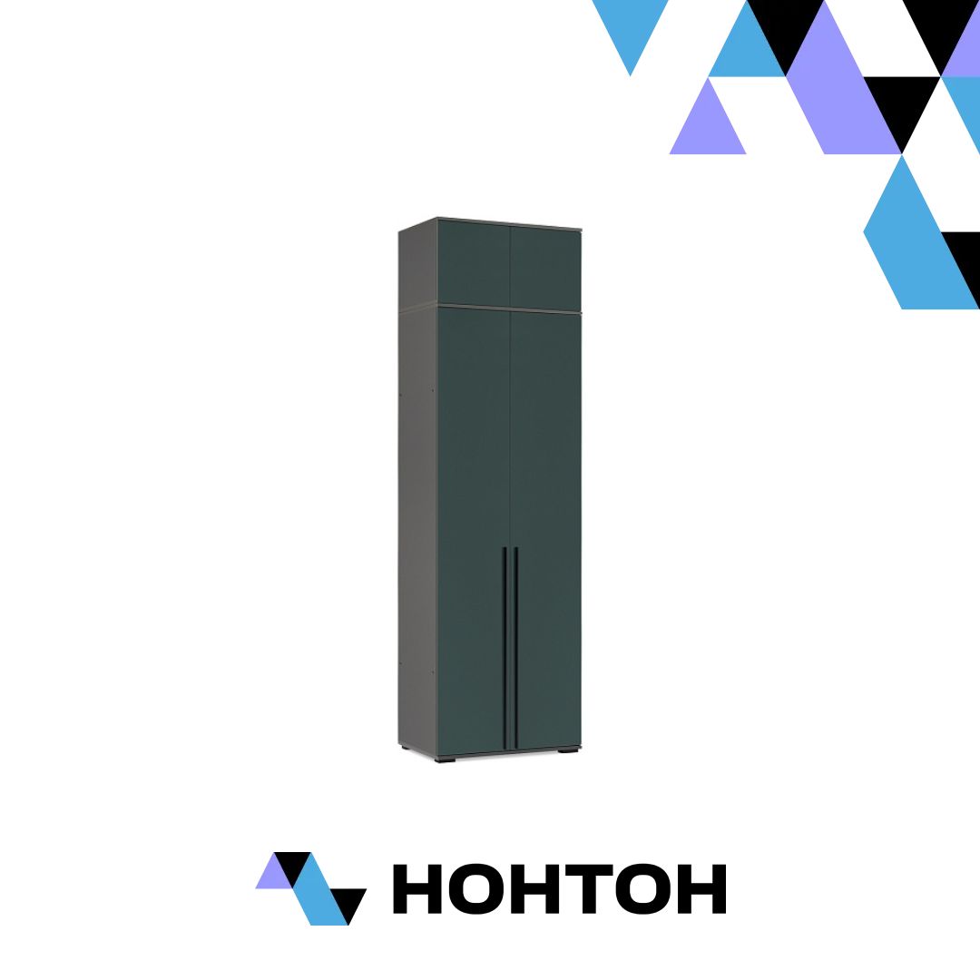 Шкаф 2-х створчатый с антресолью Норд графит / изумрудный