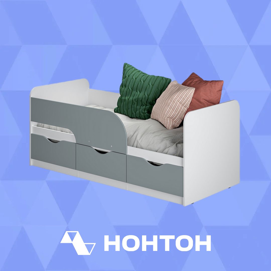 Кровать односпальная Стандарт белый / шарли бриз