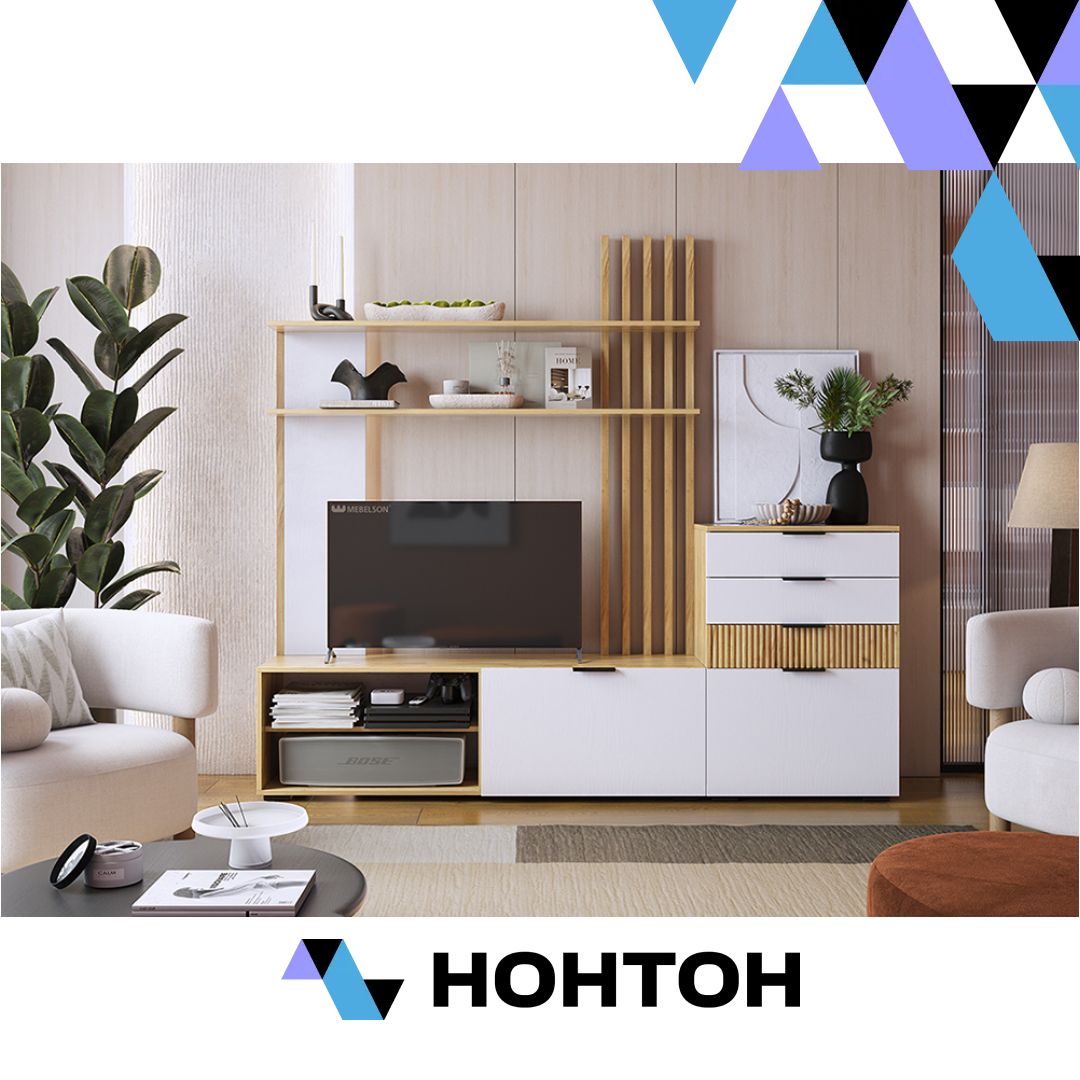 Гостиная Бери К3 дуб крафт золотой / белое дерево