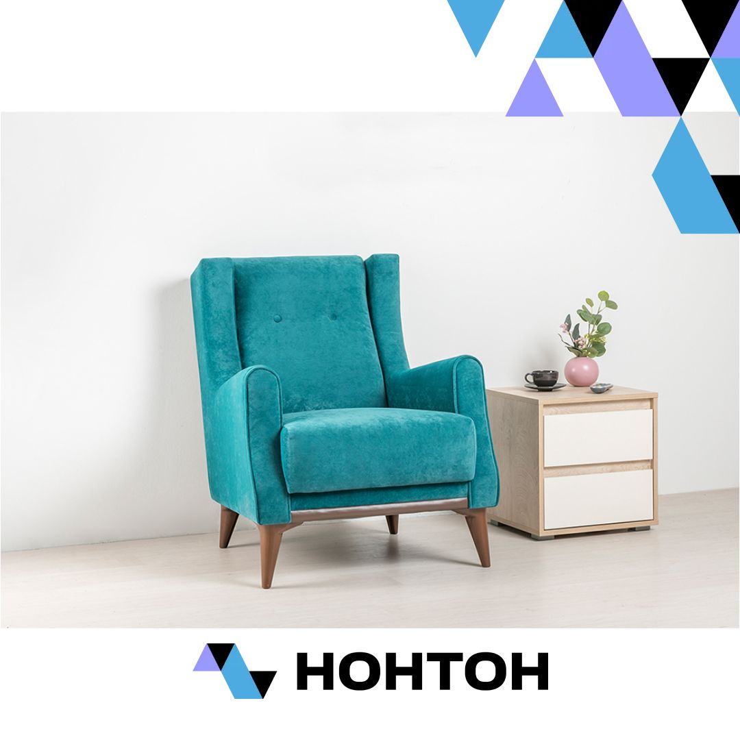 Кресло Плимут бирюзовый / коричневый