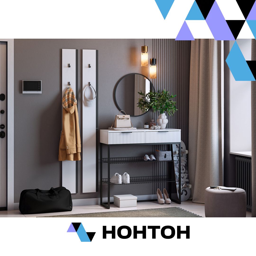 Прихожая Мебельсон К20 белое дерево / черный муар