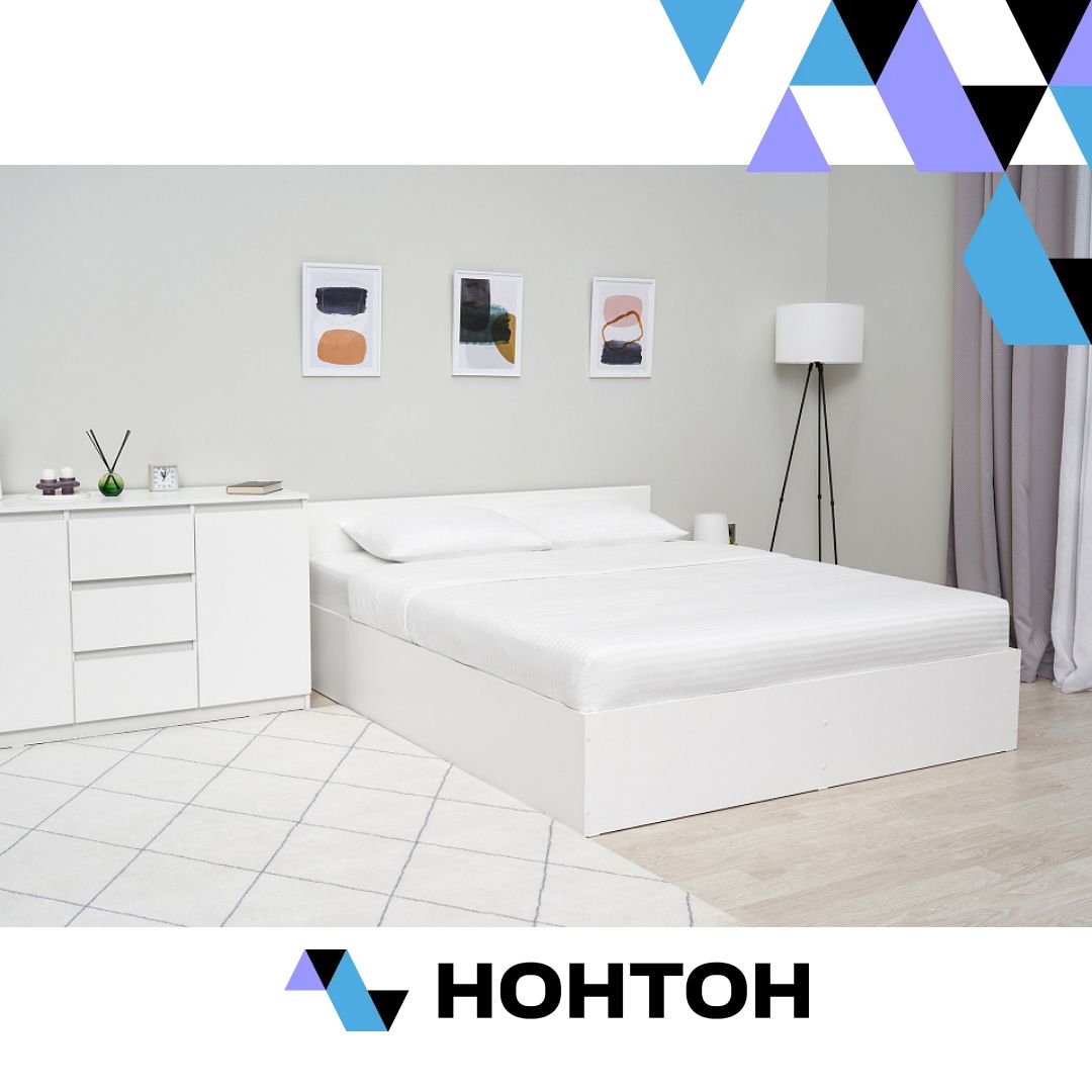 Кровать Грейс 1.6 м белая текстурная