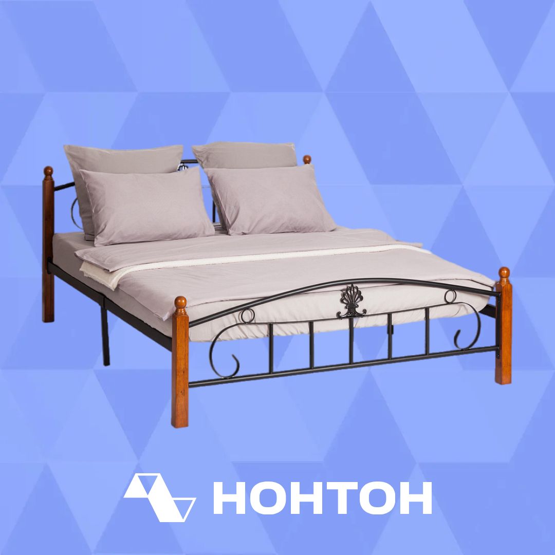 Кровать двухспальная Румба красный дуб / черный