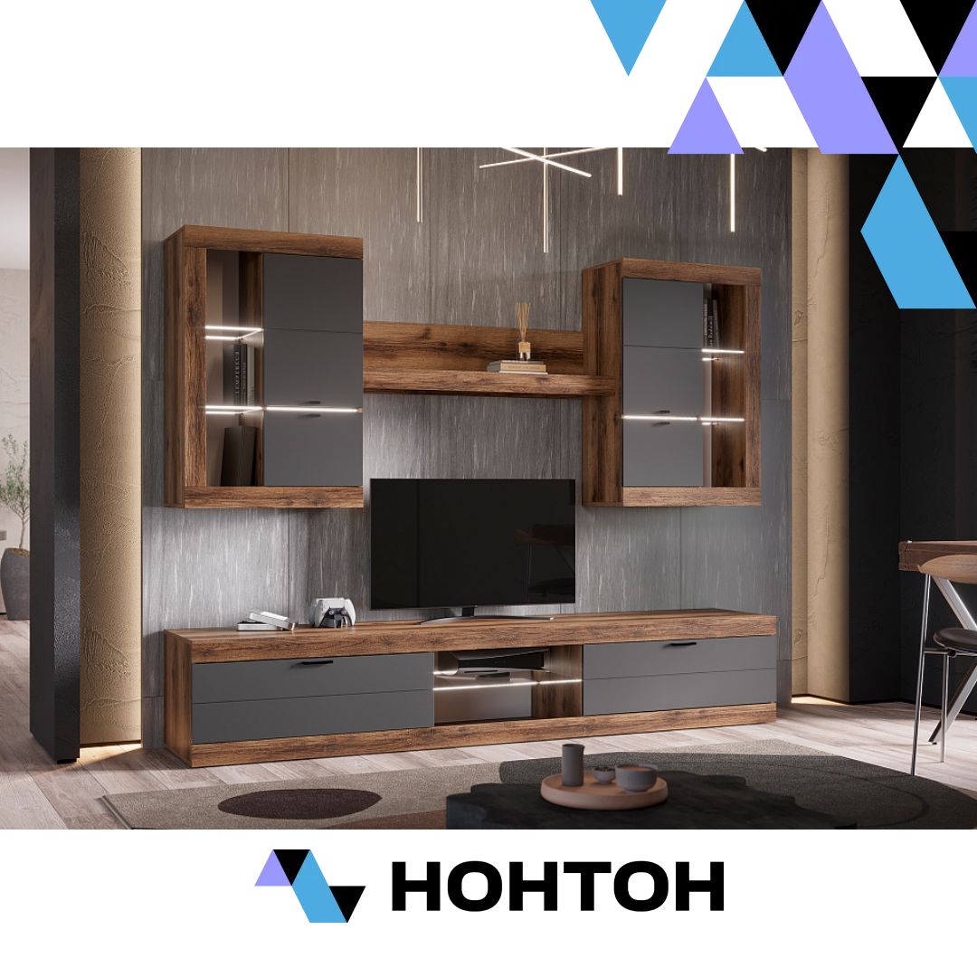 Гостиная Прага №3 дуб делано / графит софт