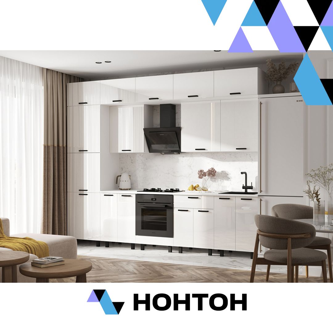 Кухня Техно 3.0 м компоновка №6 белый глянец