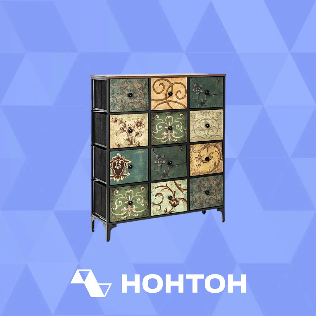 Комод Leset Лунет черный / мульти зеленый