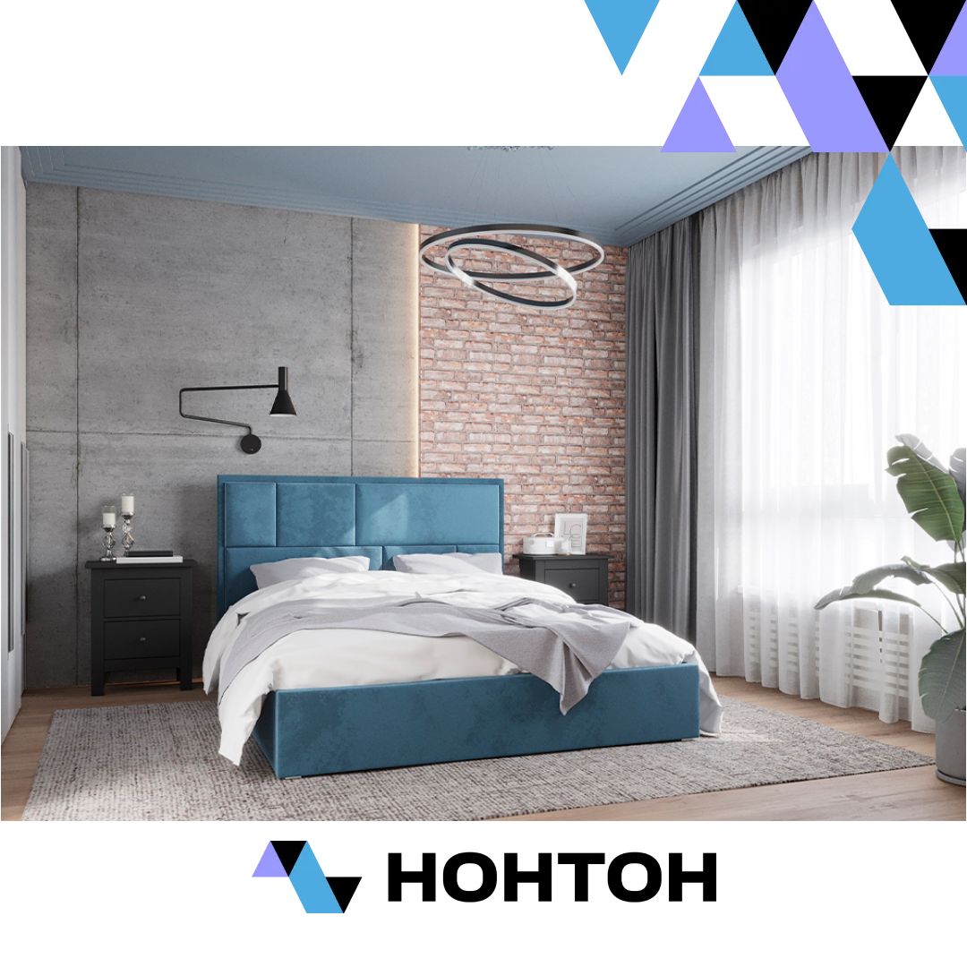 Кровать Стокгольм с подъемным механизмом велюр синий