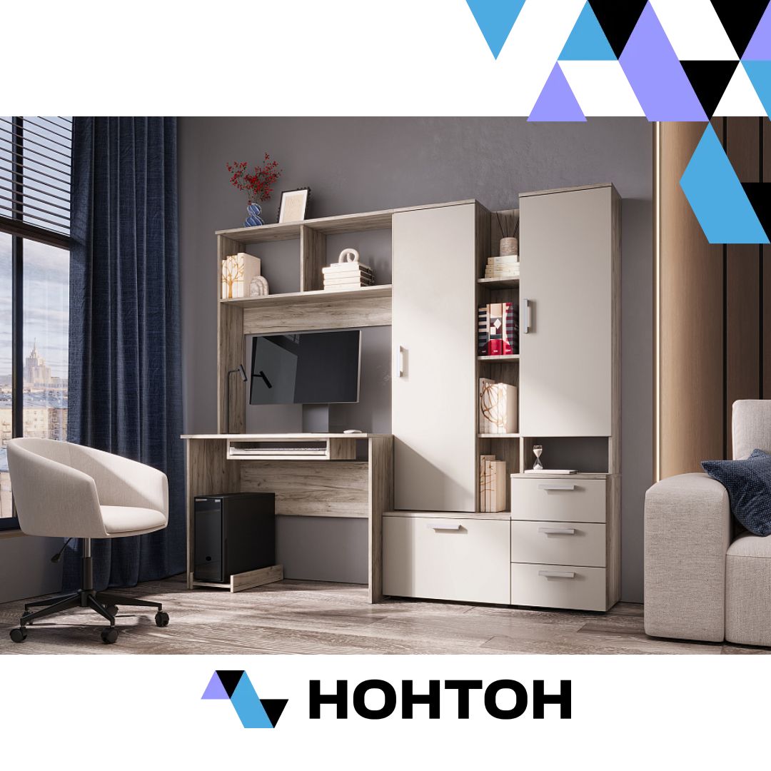 Стол компьютерный №6 дуб крафт серый / кашемир