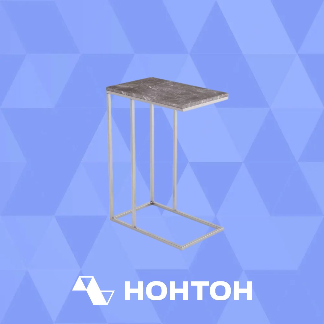 Стол придиванный Агами хром / серый мрамор