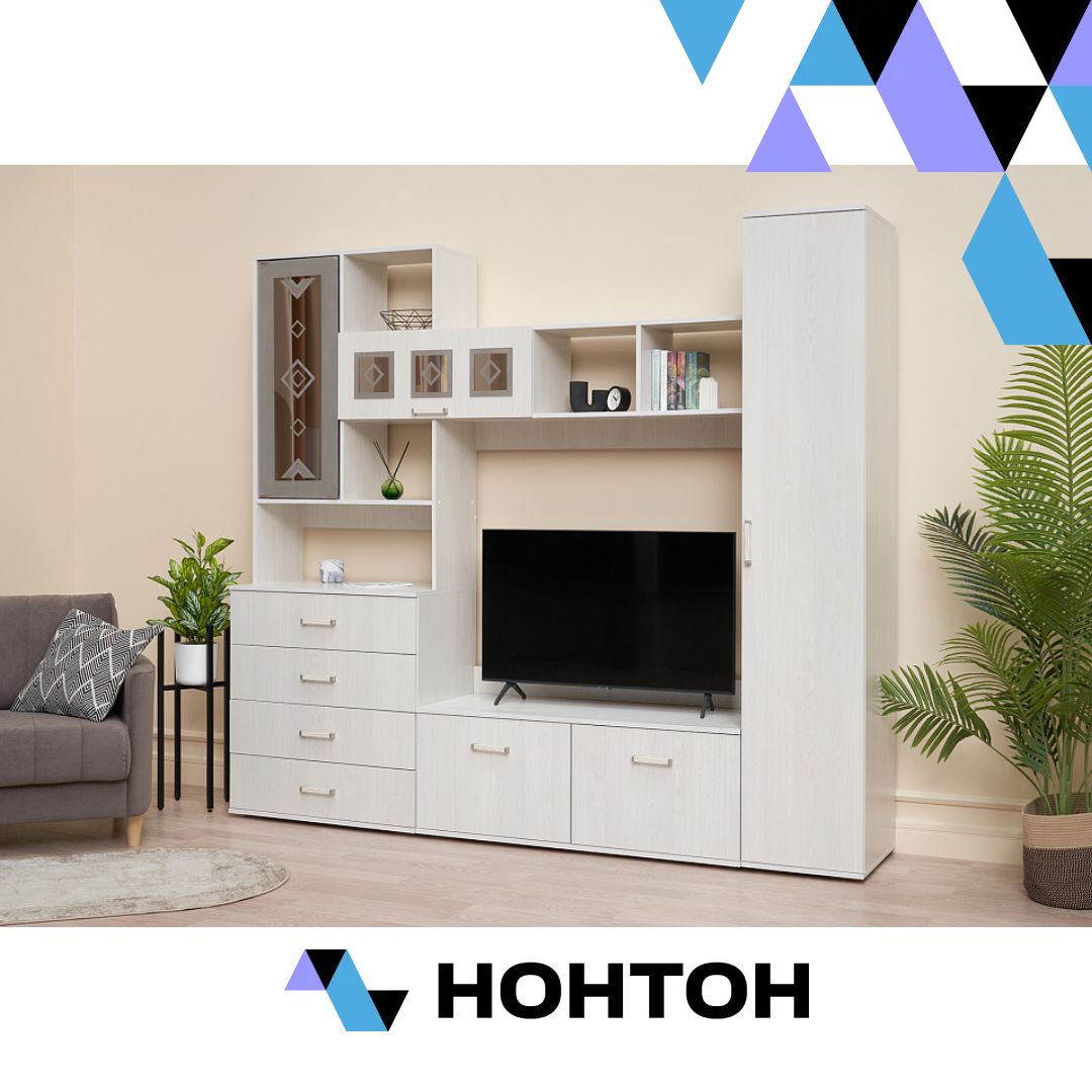 Гостиная Белла №1 ясень белый