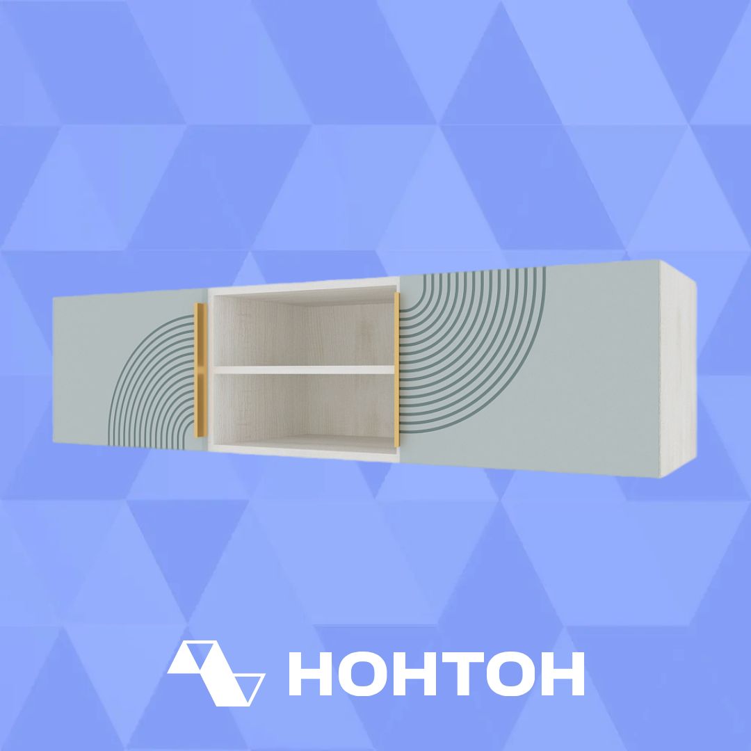 Антресоль низкая Орион дуб харбор белый / шарли бриз матовый