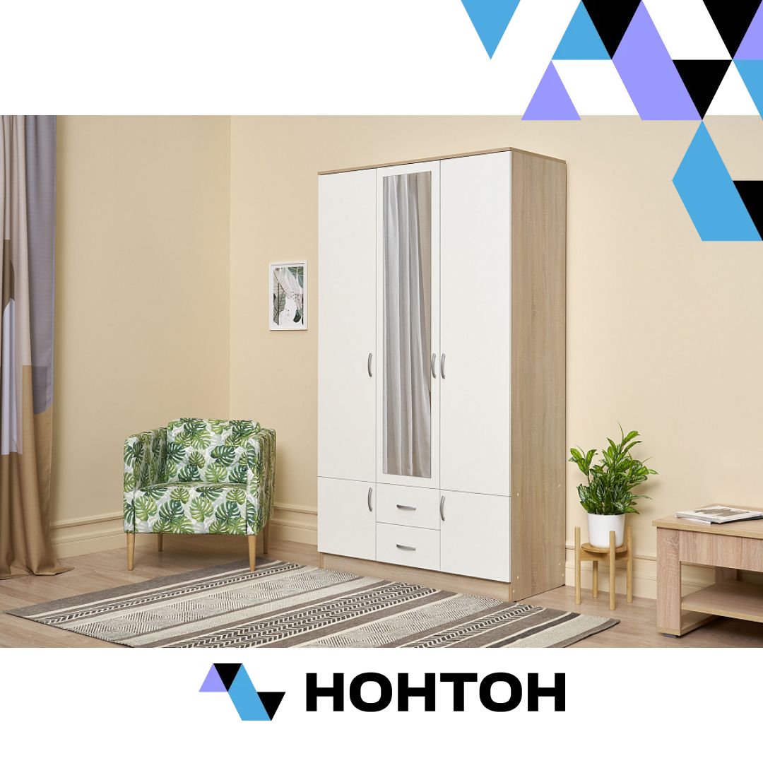 Шкаф 3-х створчатый Ронда ШК-3 дуб сонома / белый