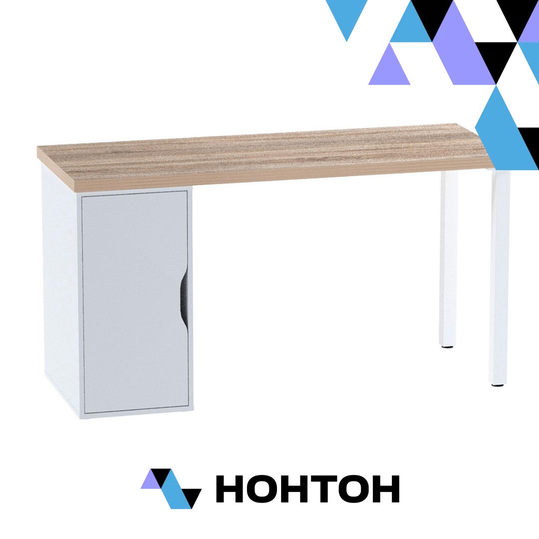 Стол письменный с тумбой Ингар белый / дуб беленый