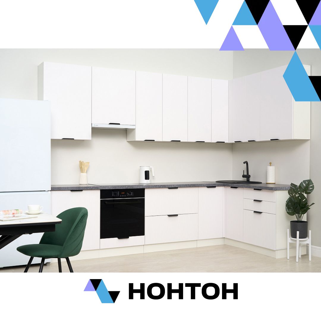 Кухня угловая Норд - Норд Line №1 3.0 х 1.6 м софт пломбир