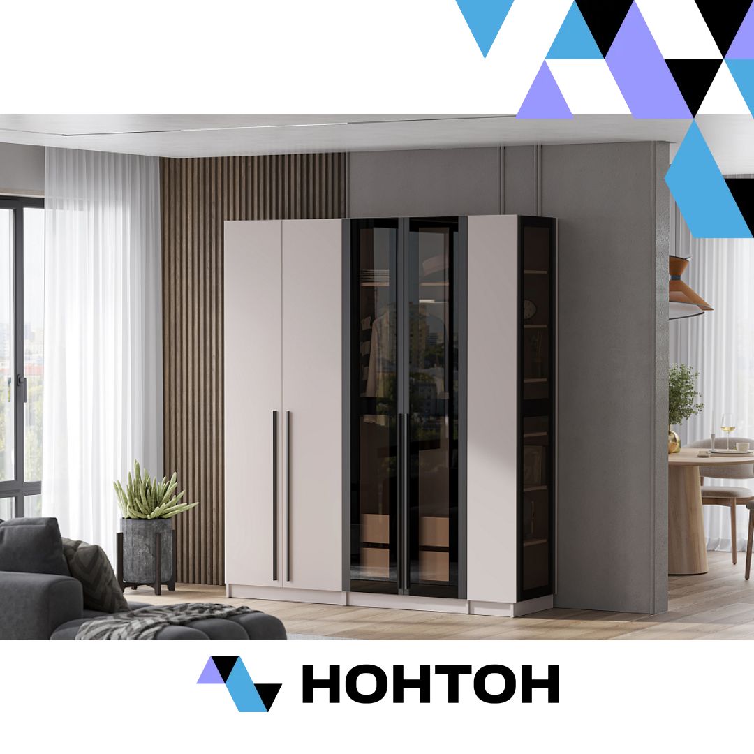 Комплект шкафов Берген №5 кашемир / софт черный