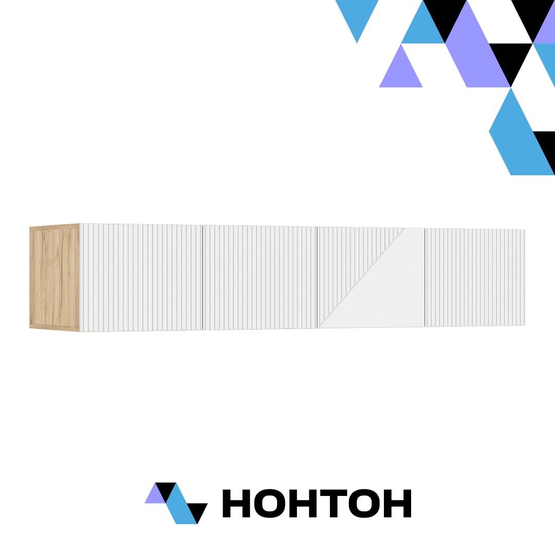 Антресоль четырехдверная Ирис дуб крафт / браш вайт