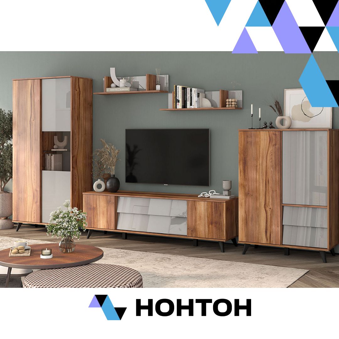 Гостиная Онтарио №1 дуб барокко / серый глянец