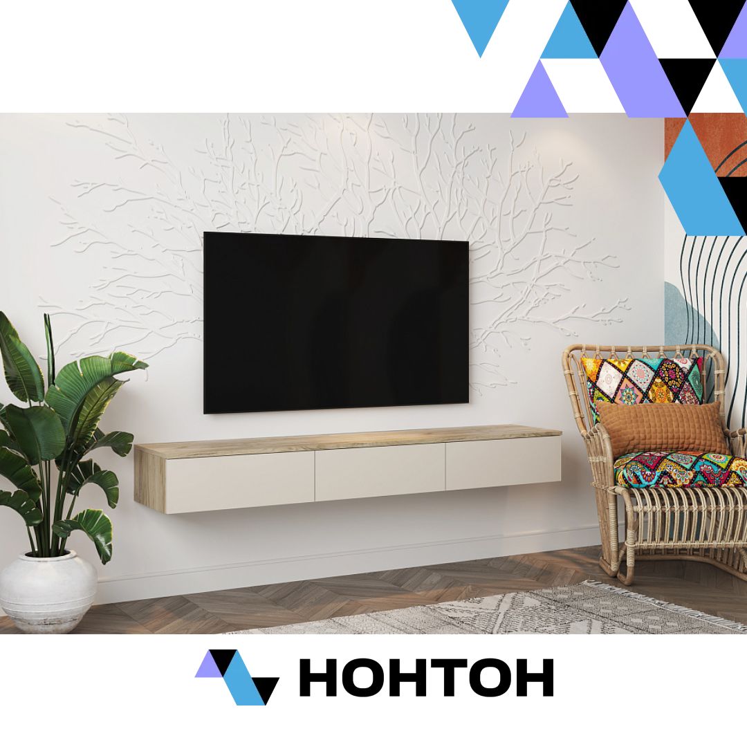 Тумба под ТВ Бохо ТМ-003 дуб крафт серый / кашемир