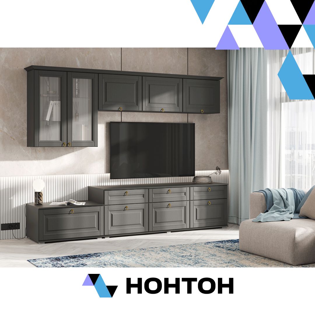 Стенка Престиж-1 №3 графит / графит структурный