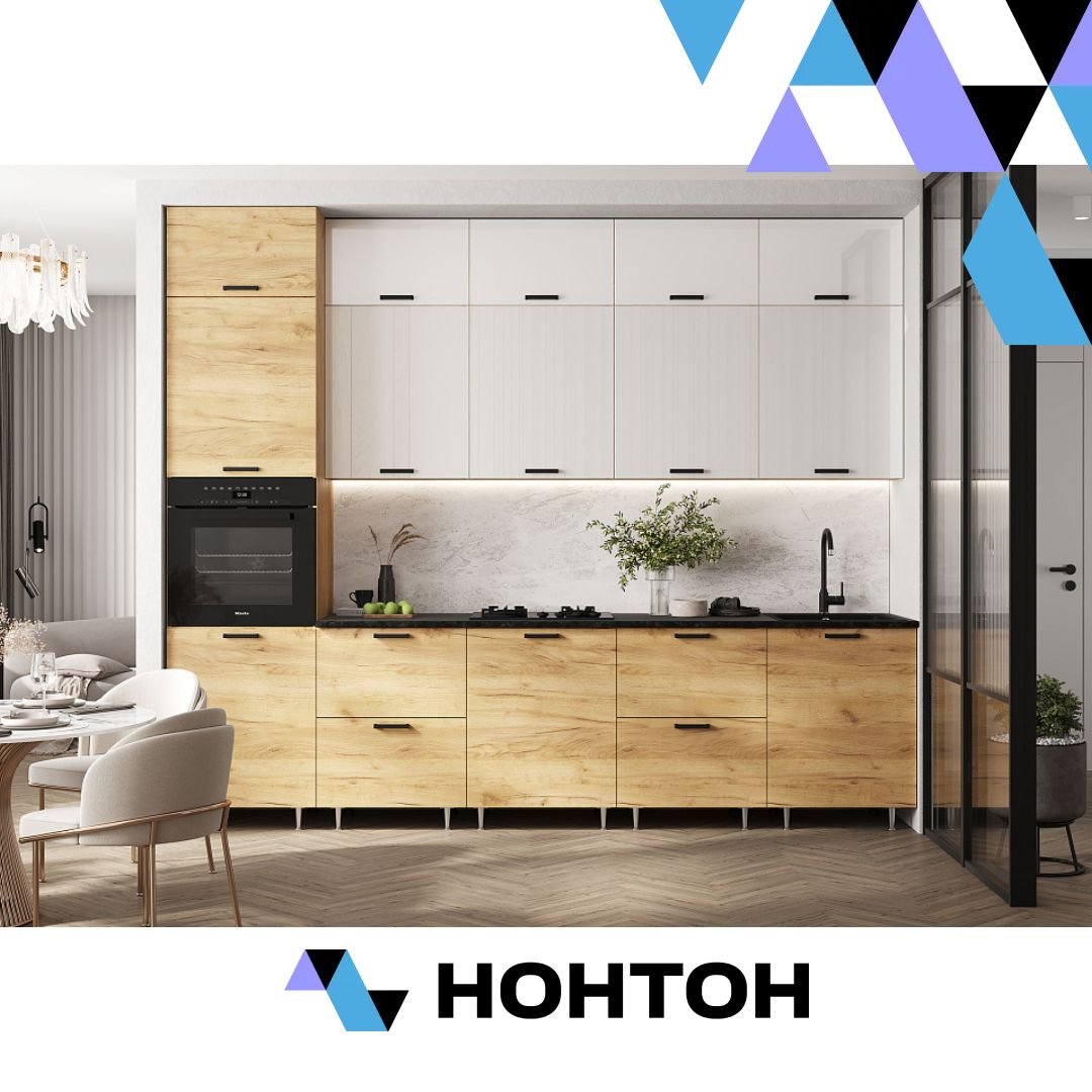 Кухня Рио New №3 3.0 м дуб крафт / белый глянец