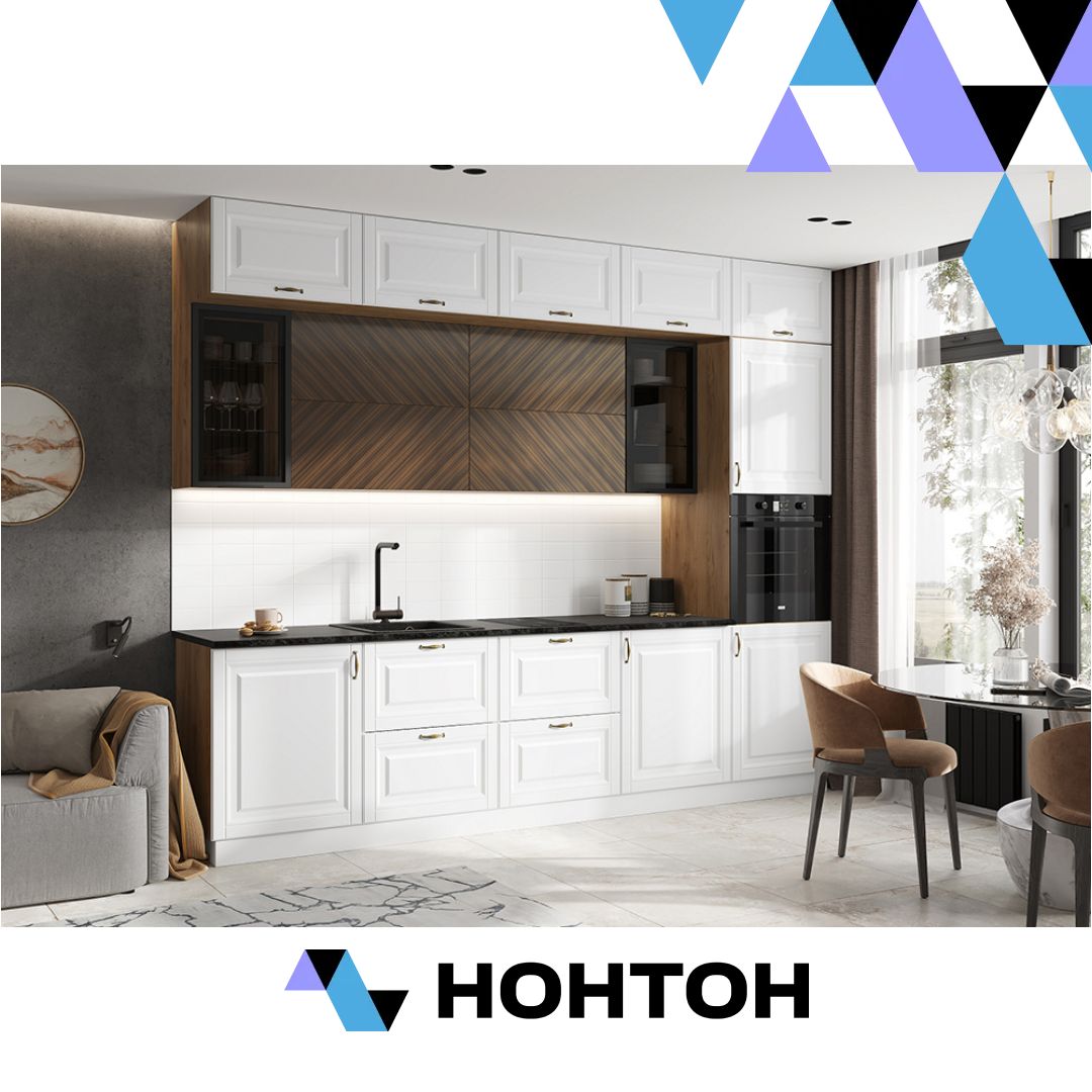 Кухня Престиж №2 3.0 м браш вайт / прайм орех