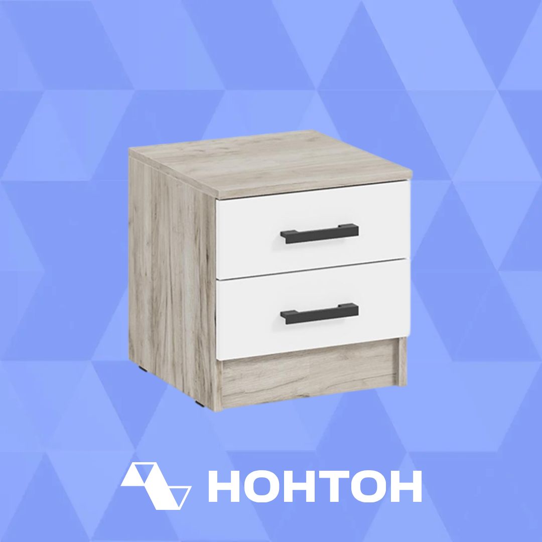 Тумба прикроватная Ронда дуб крафт серый / белый