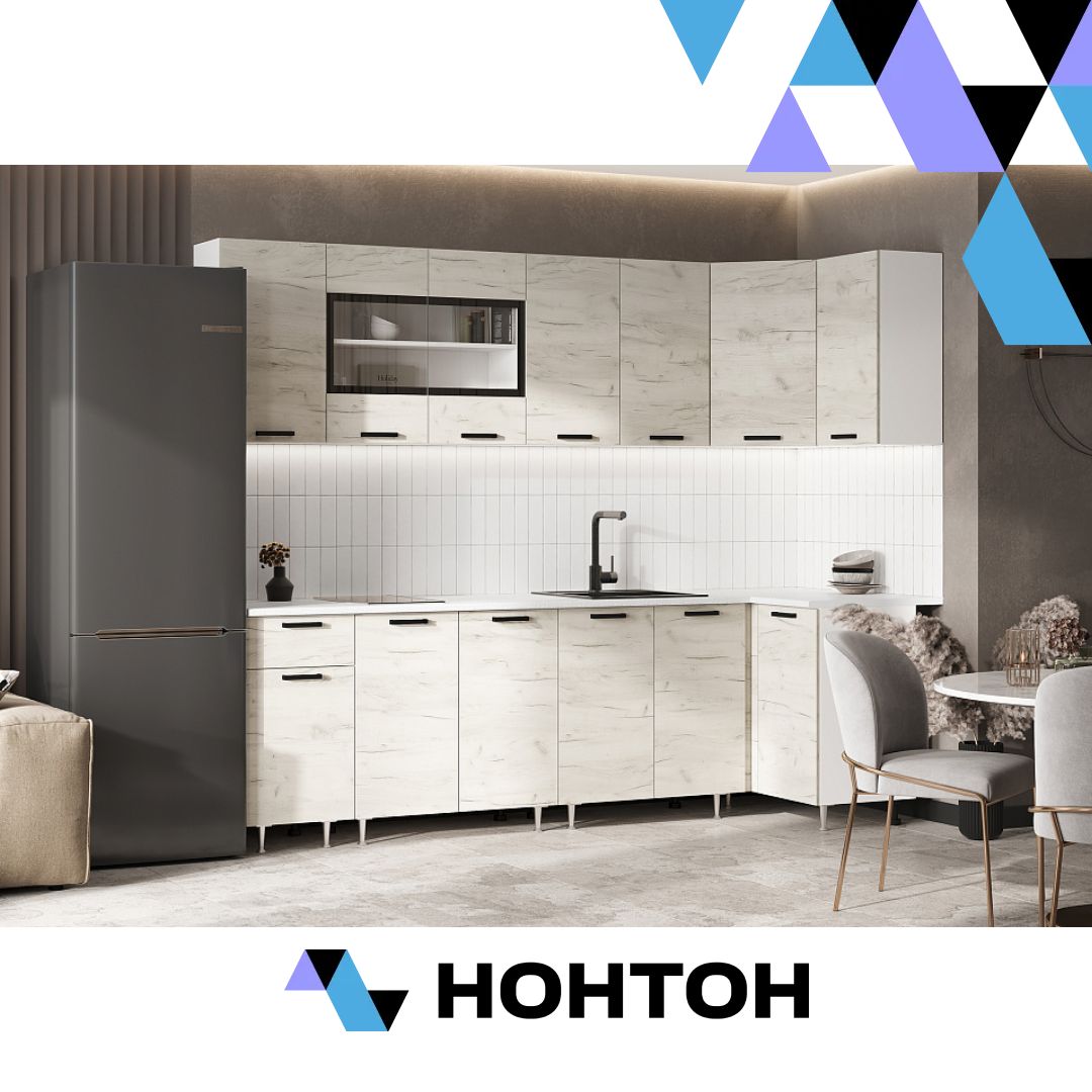 Кухня угловая Рио NEW 2.6 х 1.0 м дуб крафт белый