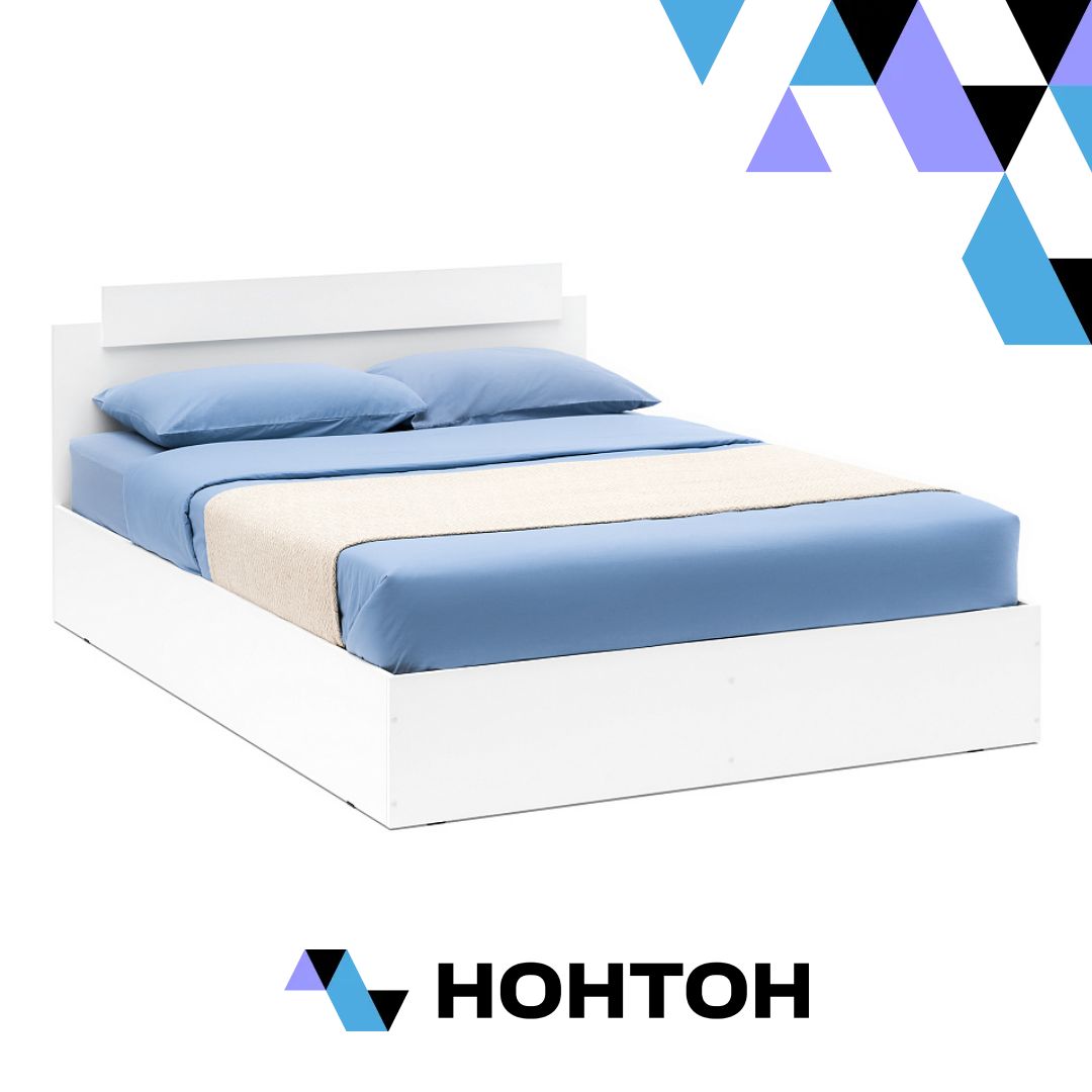 Кровать двухспальная Эко белый гладкий