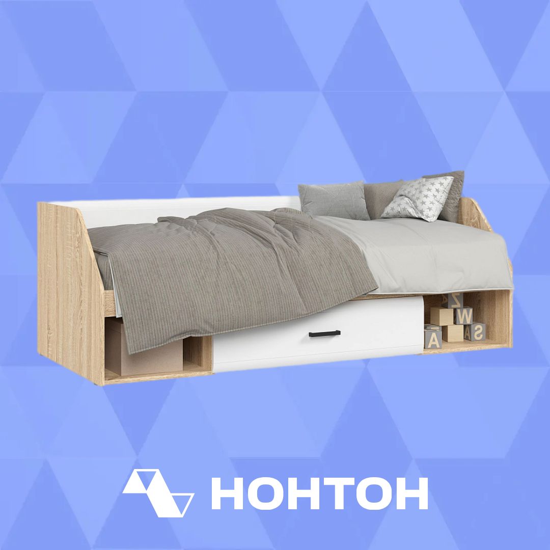 Кровать Либерти дуб сонома / белый глянец