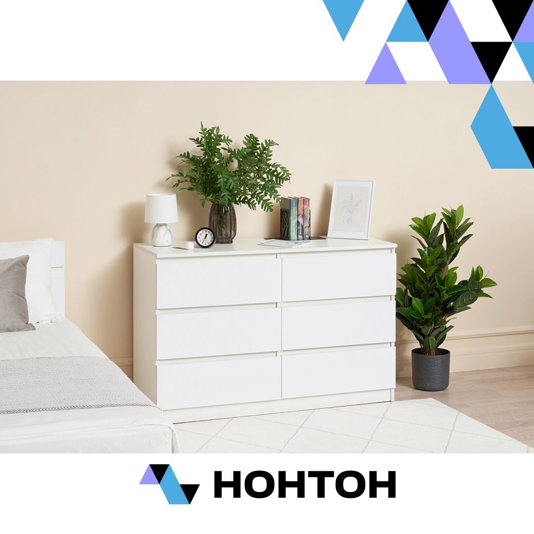 Комод Челси с 6-ю ящиками белый / белый глянец