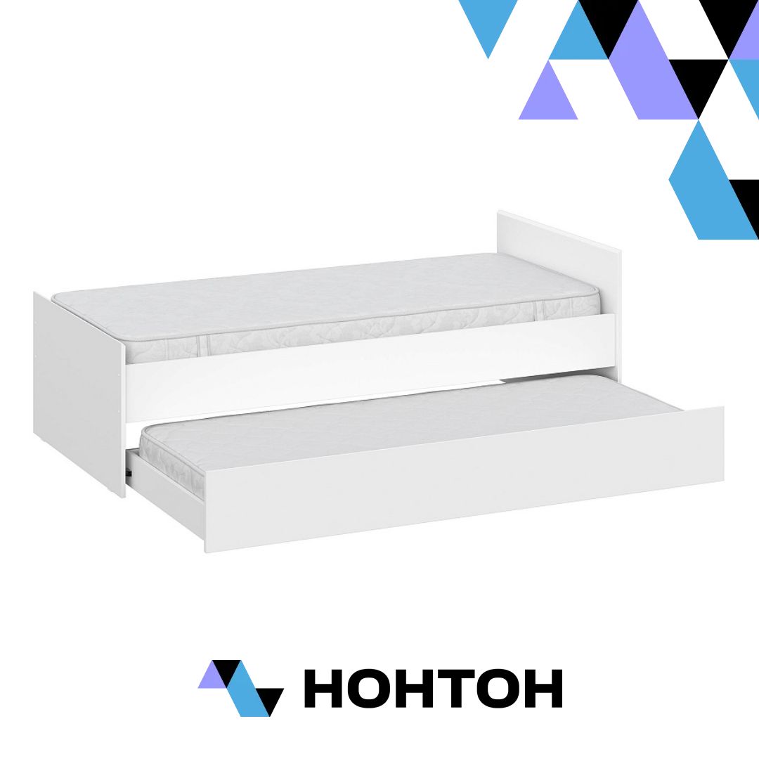 Кровать детская Грейс с выкатным местом белая текстурная