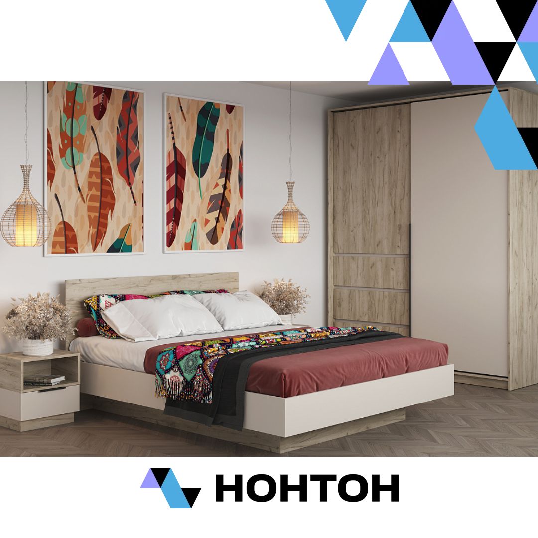 Спальня Бохо №3 дуб крафт серый / кашемир