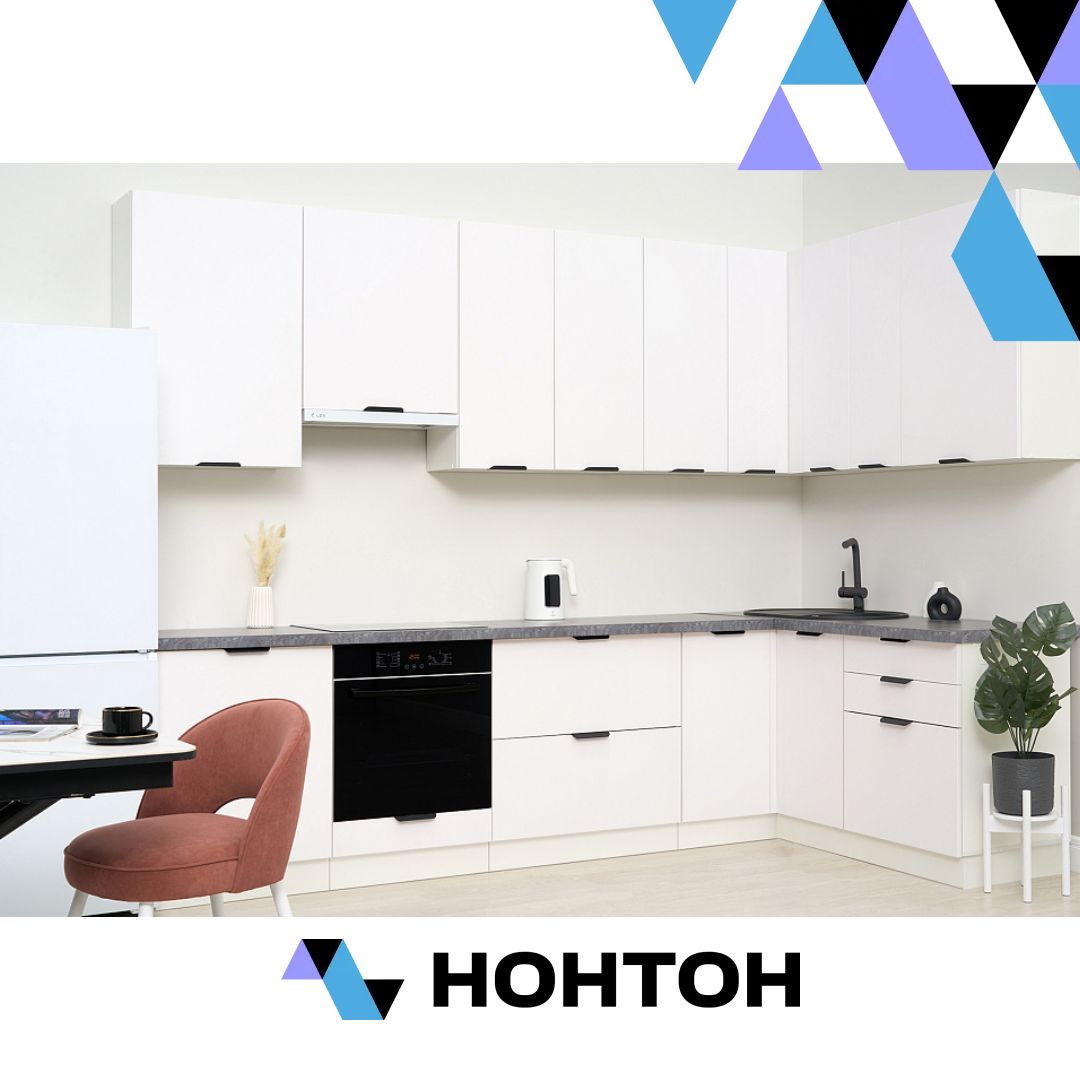 Кухня угловая Норд №1 3.0 х 1.6 м софт пломбир