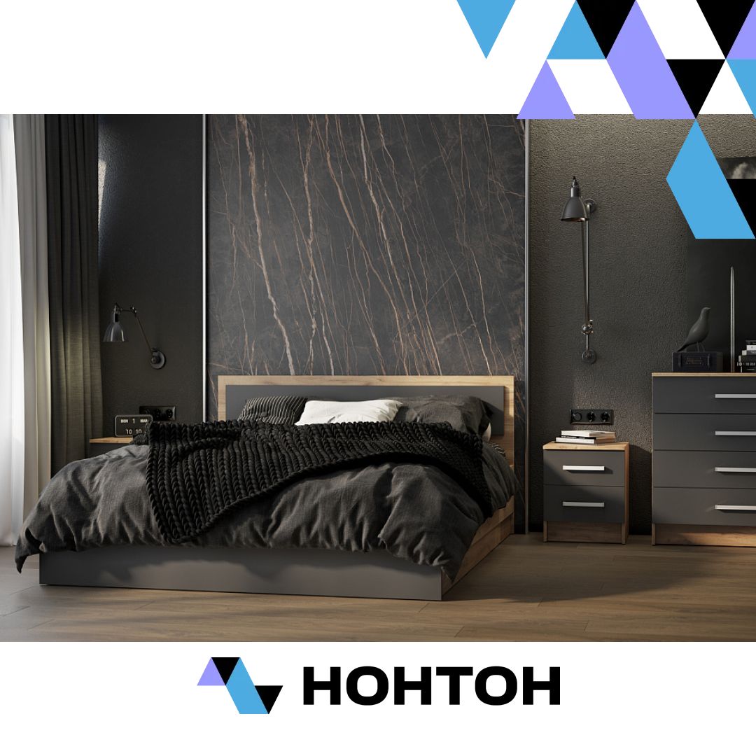 Спальный гарнитур Мартина графит / дуб крафт