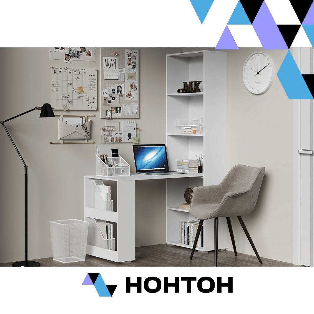 Стол письменный со стеллажом Эва белый