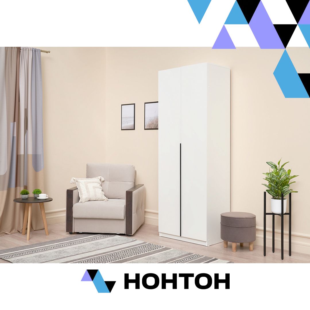 Шкаф 2-х створчатый Тивина белый текстурный