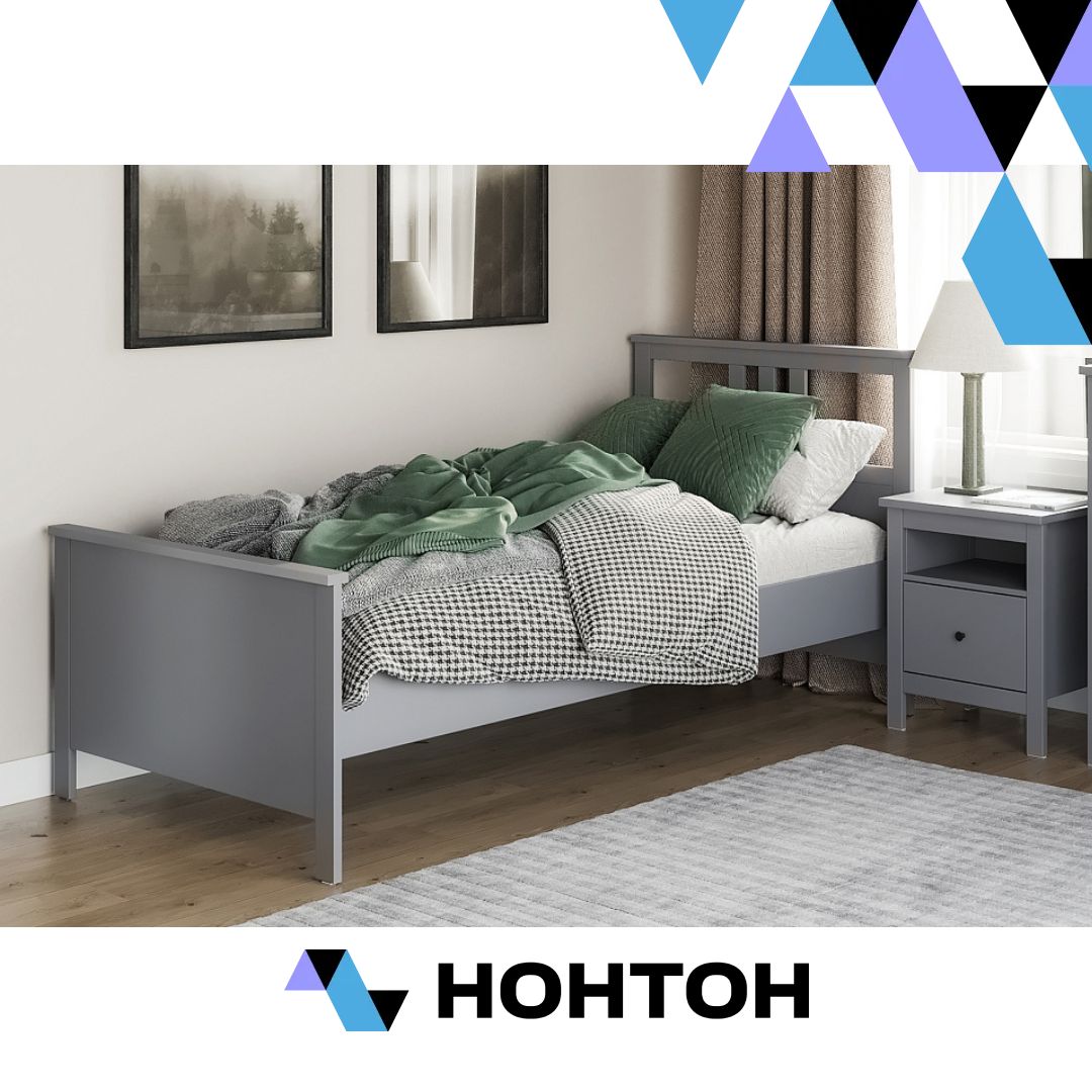 Кровать односпальная Сага серая