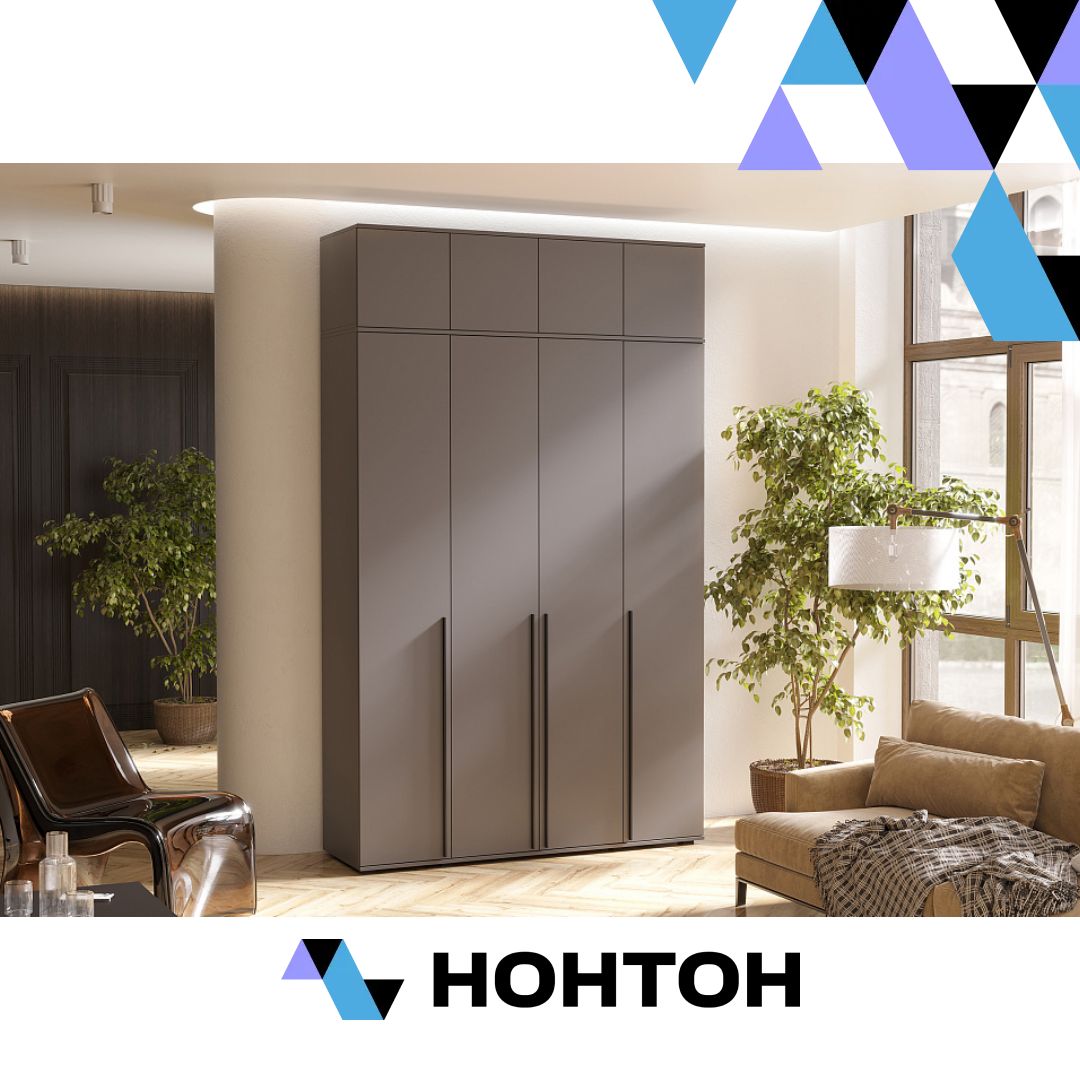 Шкаф 4-х створчатый с антресолью Норд графит