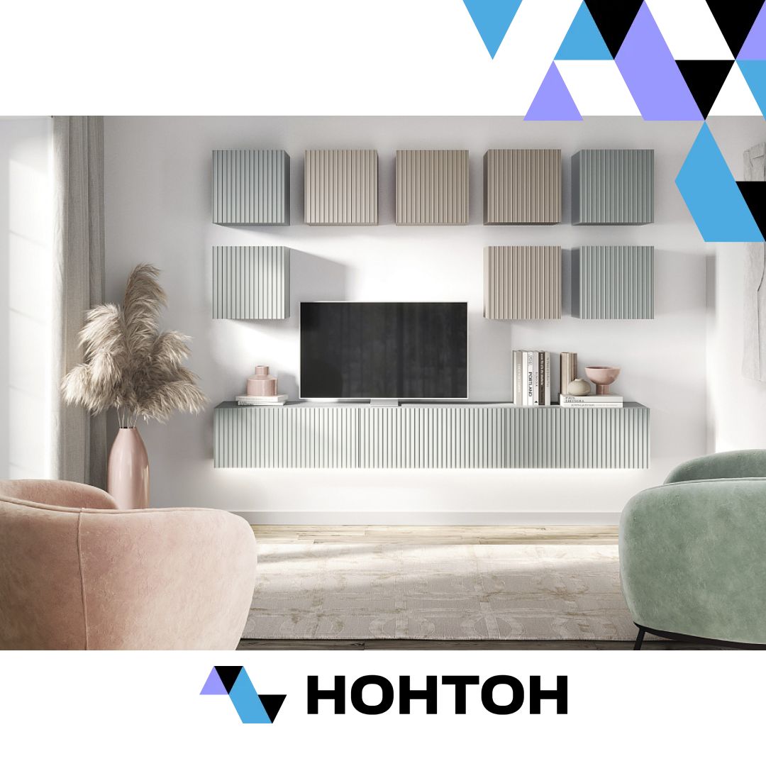 Гостиная Оливия № 2 глиняный серый / шарли мокко / сумеречный голубой / шарли бриз