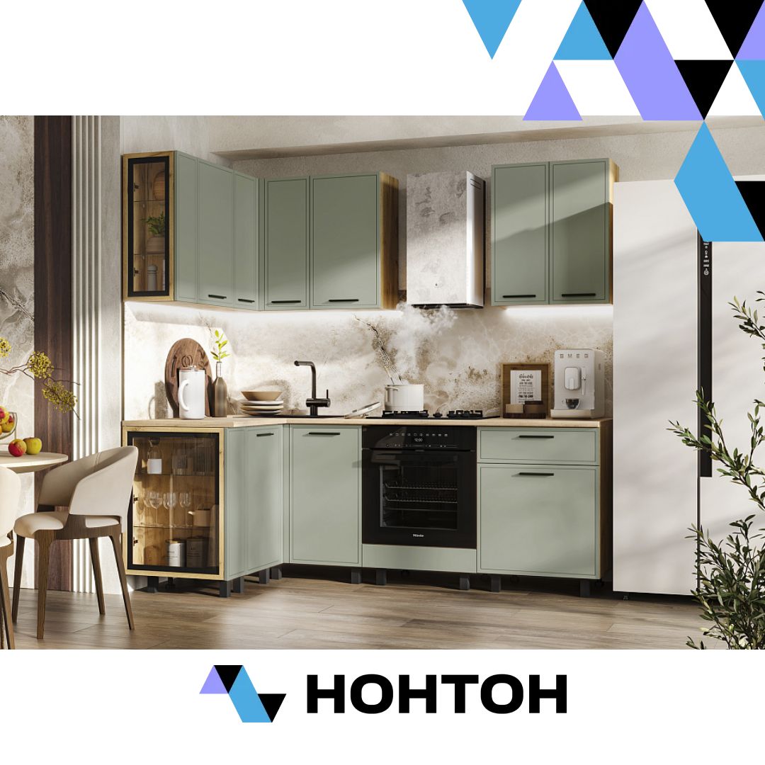 Кухня угловая Бьянка 1.2 х 2.2 м олива софт