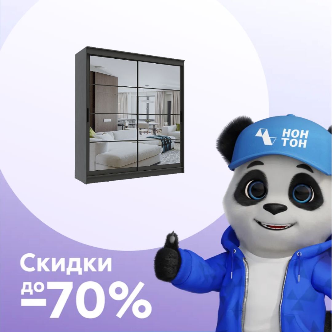 Шкаф-купе 2-х створчатый с зеркалами Гранд графит