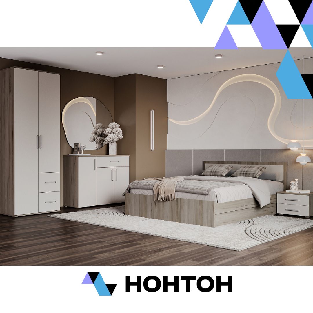 Спальня Фиеста New №6 дуб крафт серый / кашемир