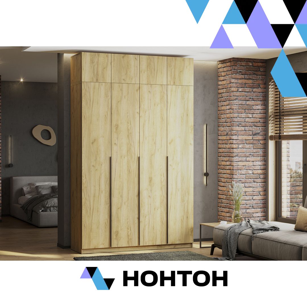 Шкаф 4-х створчатый Тивина с антресолью дуб золотой