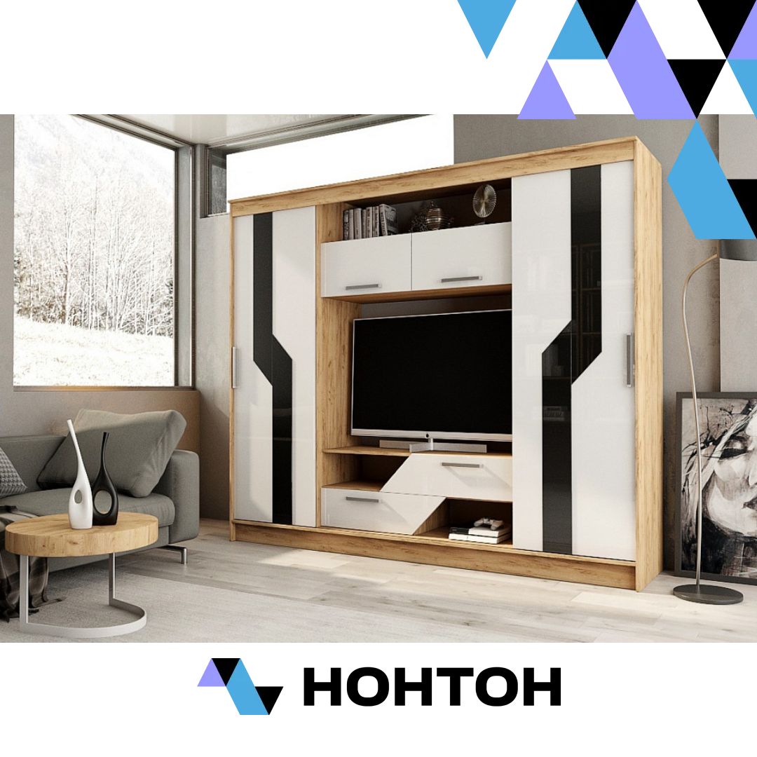 Гостиная Кармен дуб вотан / белый гладкий