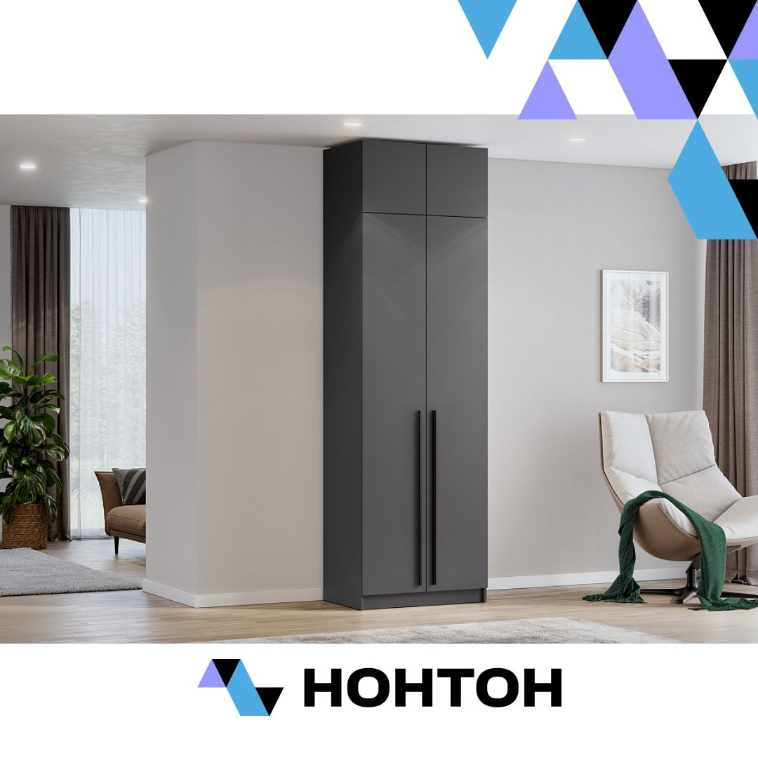 Шкаф Берген с антресолью серый графит