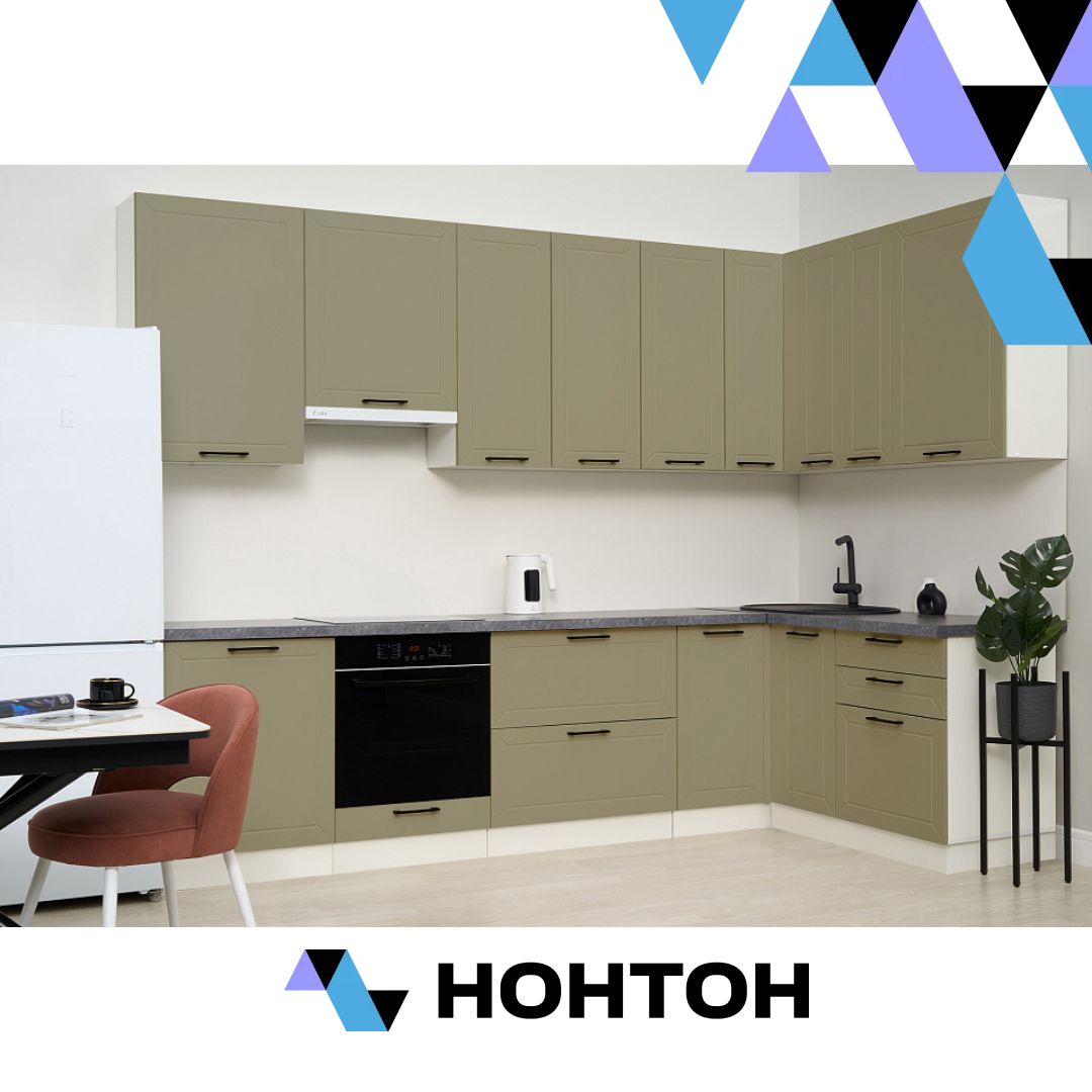 Кухня угловая Кёльн №1 3.0 х 1.6 м софт хаки