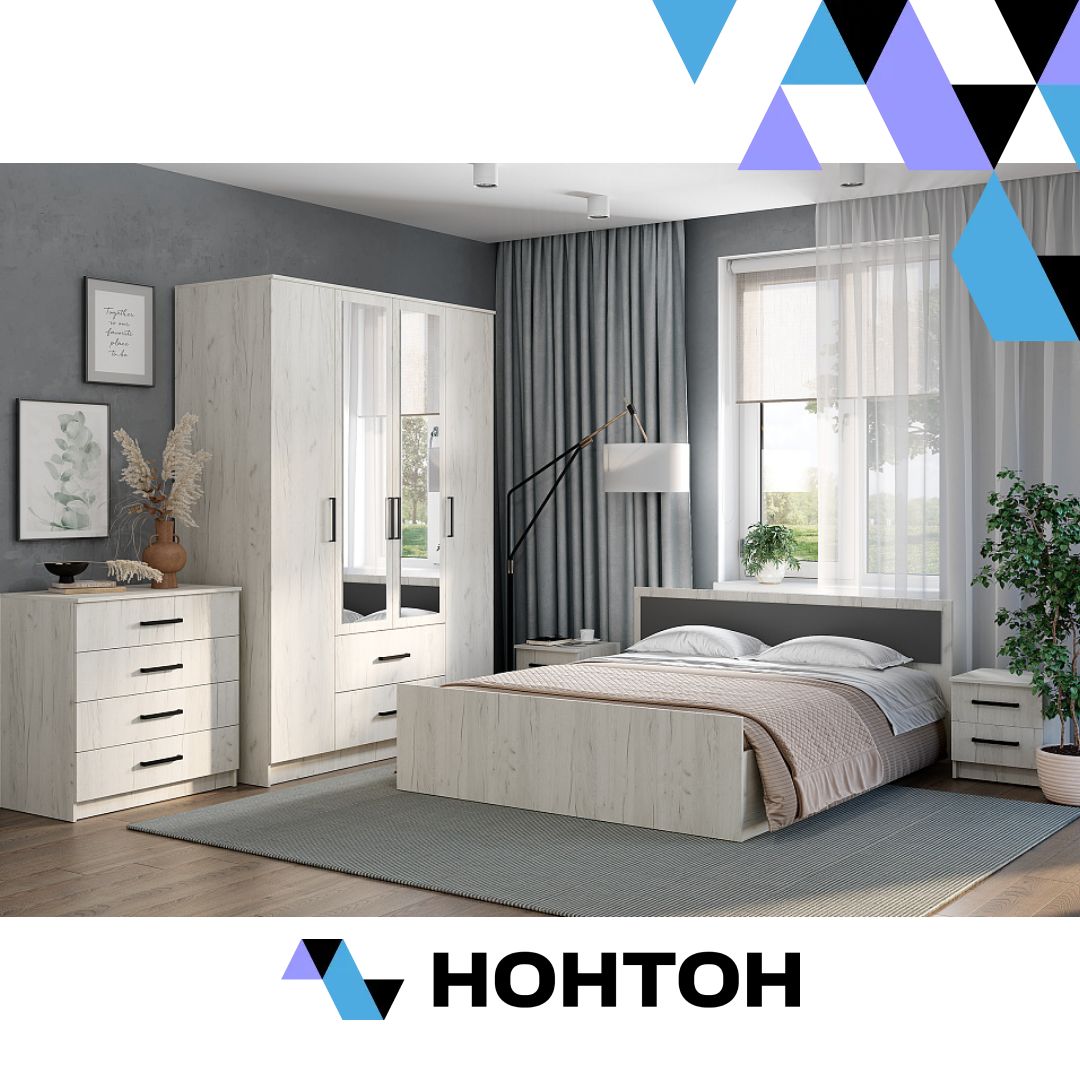 Спальня Фиеста №1 дуб крафт белый
