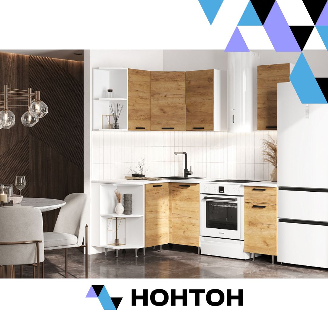 Кухня угловая Рио NEW 2.0 х 1.3 м дуб крафт