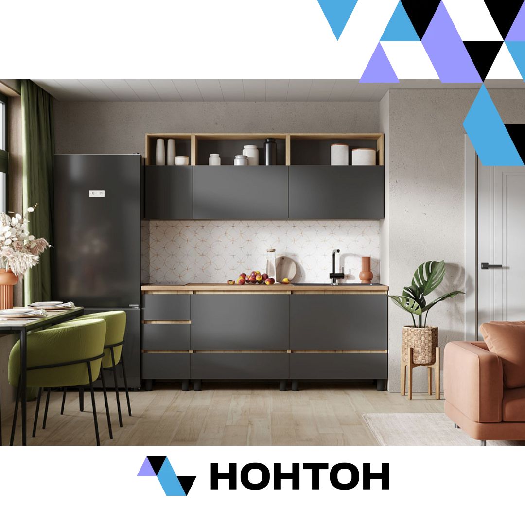 Кухня Ирма 2.0 м графит серый / дуб крафт золото