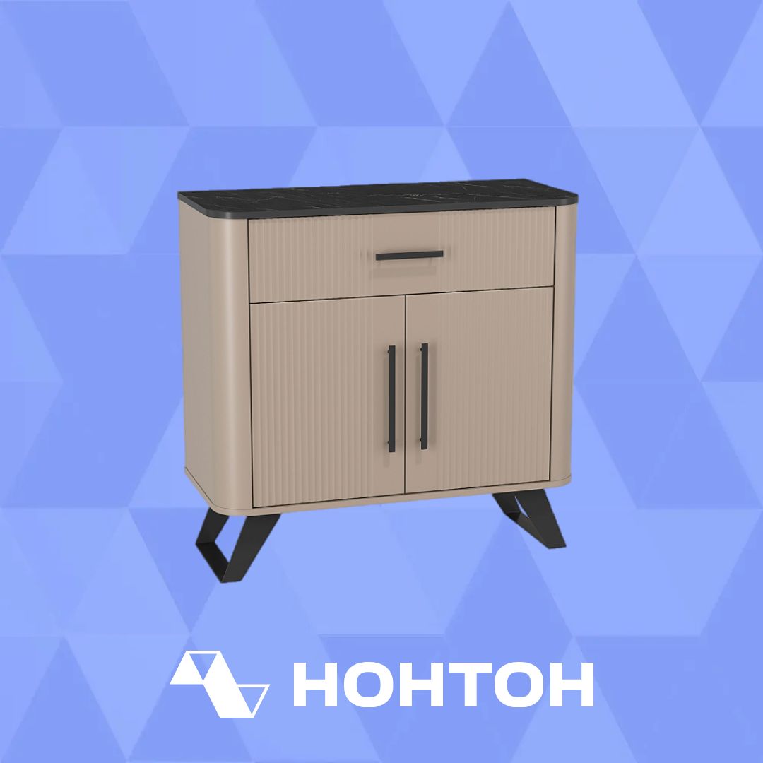 Комод Фиделия серый камень / мрамор черный